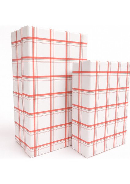 Kırmızı Ekose Desenli 2’li Hediye Kutusu Seti