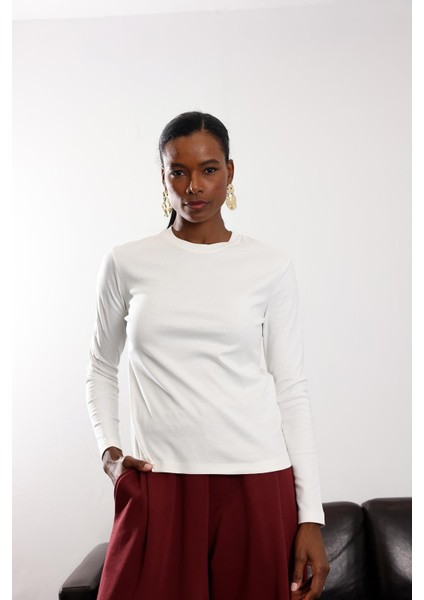 Ekru Uzun Kollu Basic Tişört 1103 fırsatları