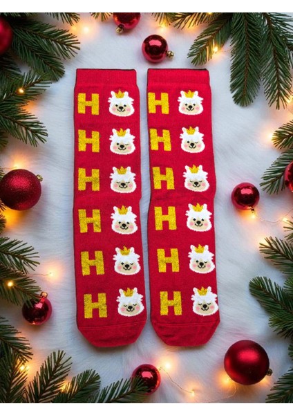 - Yılbaşı Temalı Kadın Çorap – Desenli Özel Tasarım (Hediye Paketli)