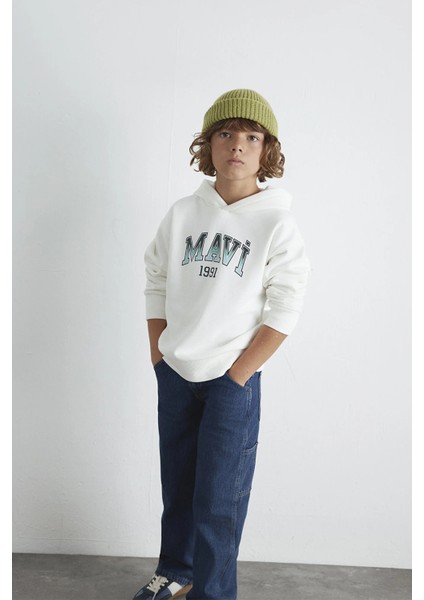 Pamuklu Loose Fit Logolu Kapüşon Yaka Sweat Erkek Çocuk Sweat 6S10167 fiyatları