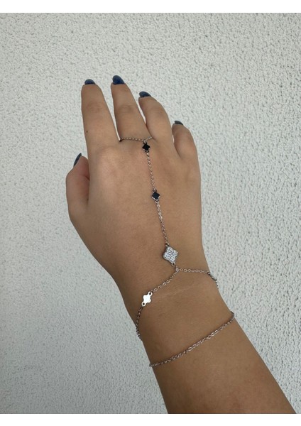 Yonca Detaylı Gümüş Renk Şahmeran