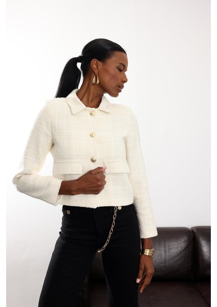 Ekru Gold Düğmeli Tüvit Ceket 02014 modelleri