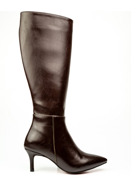 612 Kahverengi Topuklu Uzun Kadın Çizme fiyatları