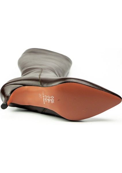 612 Kahverengi Topuklu Uzun Kadın Çizme indirimleri