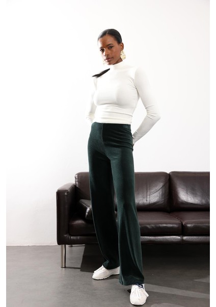 Yeşil Beli Lastikli Kadife Pantolon 8921 fiyatları