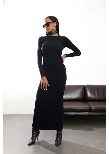 Siyah Uzun Kol Basic Elbise 2628 modelleri