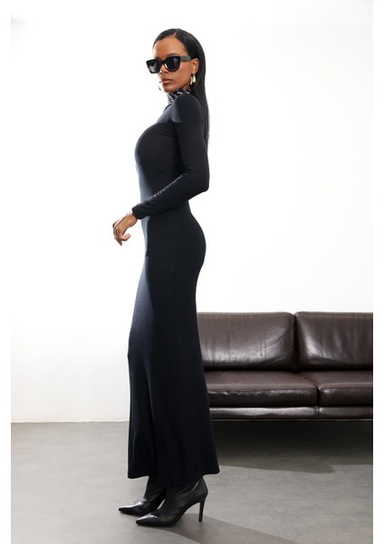 Siyah Uzun Kol Basic Elbise 2628 indirimleri