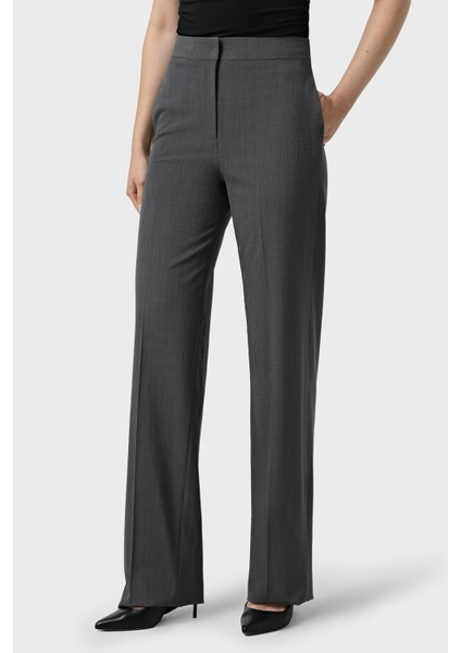 Yün Karışımlı Regular Fit Yüksek Bel Geniş Paça Pantolon Bayan Pantolon EW002046 TE15608 O8002