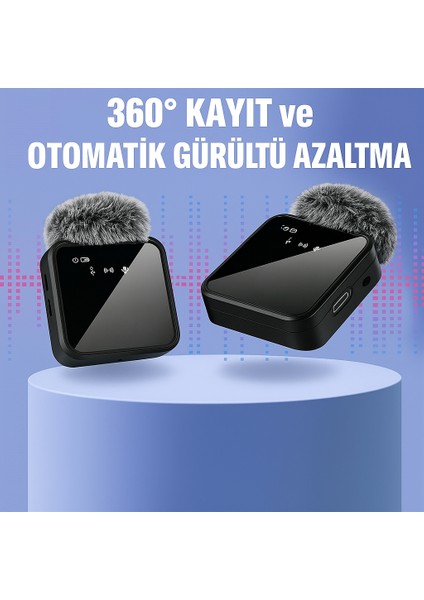 Kablosuz Çift Yaka Mikrofonu Seti – 360° Kayıt, Akıllı Gürültü Azaltma, Lightning + Type-C + 3.5mm Uyumlu fiyatları