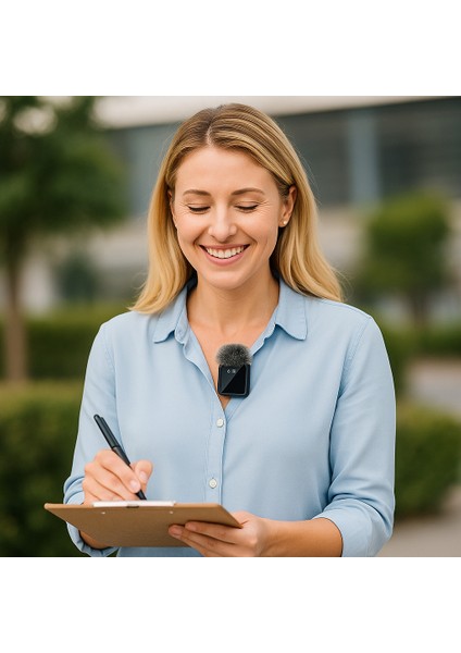 Kablosuz Çift Yaka Mikrofonu Seti – 360° Kayıt, Akıllı Gürültü Azaltma, Lightning + Type-C + 3.5mm Uyumlu modelleri