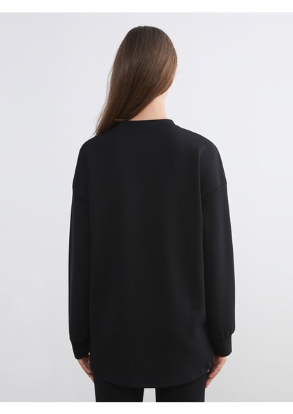 Yeni Sezon Bisiklet Yaka Kadın Sweatshirt Tunik fırsatları