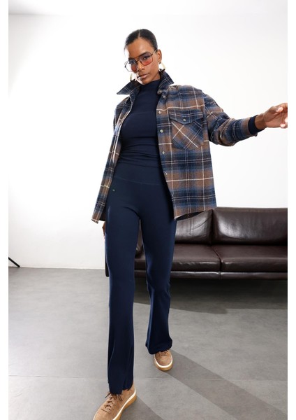 Lacivert Ispanyol Paça Tayt Pantolon 24135 modelleri