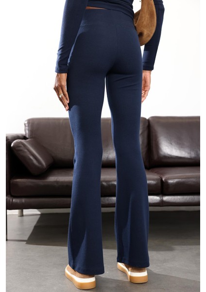 Lacivert Ispanyol Paça Tayt Pantolon 24135