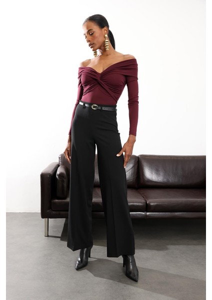 Siyah Kemerli Likralı Palazzo Pantolon 9150 fiyatları