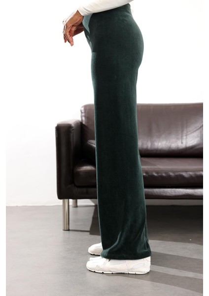 Yeşil Beli Lastikli Kadife Pantolon 8921 fırsatları