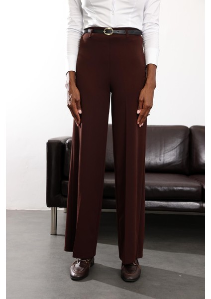 Kahverengi Kemerli Likralı Palazzo Pantolon 9150 fırsatları