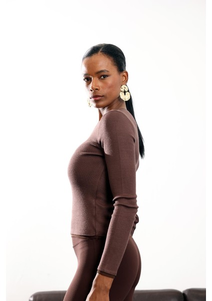 Acı Kahve Tül Yakalı Bluz 17179 fırsatları