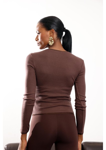 Acı Kahve Tül Yakalı Bluz 17179 indirimleri