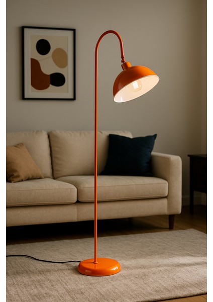 Turuncu Lambader Hareketli Başlık Modern Dekoratif Metal Oturma Odası Çalışma Odası Zemin Lambası