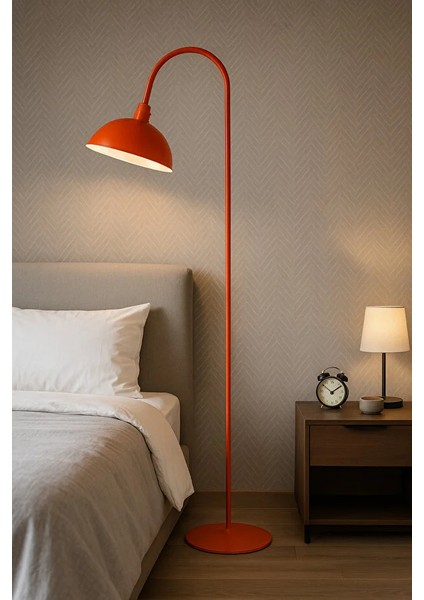 Turuncu Lambader Hareketli Başlık Modern Dekoratif Metal Oturma Odası Çalışma Odası Zemin Lambası indirimleri