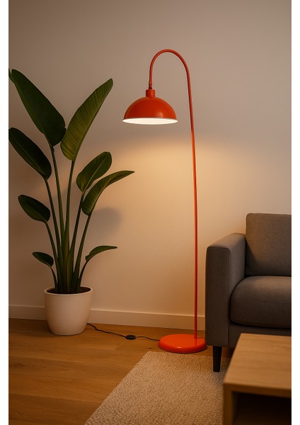 Turuncu Lambader Hareketli Başlık Modern Dekoratif Metal Oturma Odası Çalışma Odası Zemin Lambası