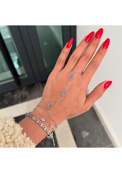 Mavi Bamcuklu El Desenli Şahmeran fiyatları