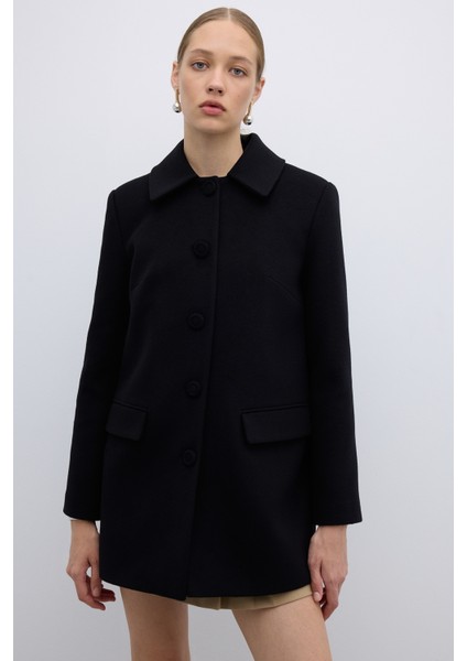 Yün ve Kaşmir Karışımlı Kaban Siyah K2619013_001