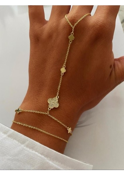 Tasarım Zirkon Taşlı Yonca Şahmeran