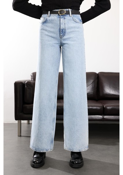 Buz Mavi Wide Leg Jean fırsatları