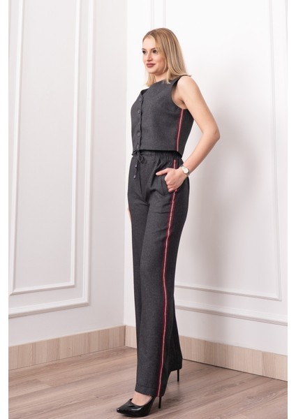 Yan Şerit Detaylı Yelek ve Beli Lastikli Pantolon Takım 1168 fiyatları