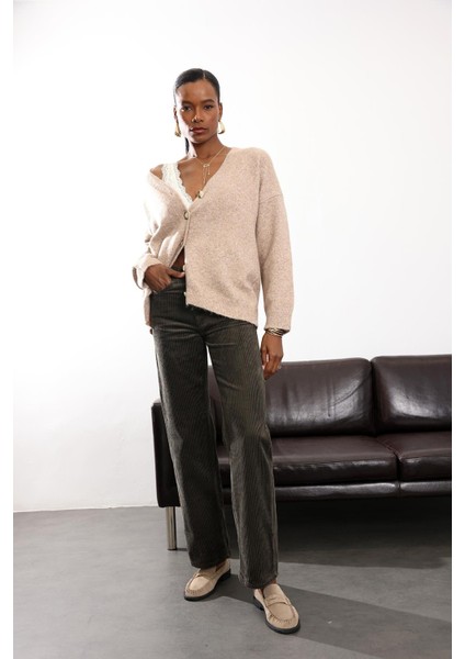 Haki Straight Kadife Pantolon fiyatları