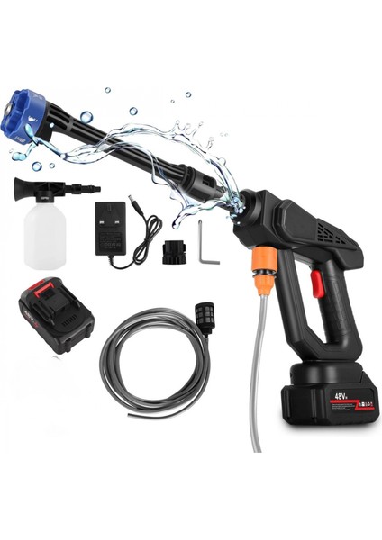 Leerfei 8108 Akülü Araba Yıkama Makinesi | 48V Li-Ion Pil | Yüksek Basınçlı Taşınabilir Temizlik Tabancası