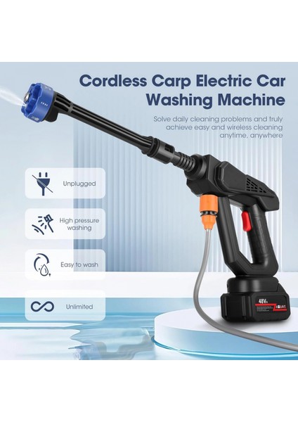 Leerfei 8108 Akülü Araba Yıkama Makinesi | 48V Li-Ion Pil | Yüksek Basınçlı Taşınabilir Temizlik Tabancası modelleri
