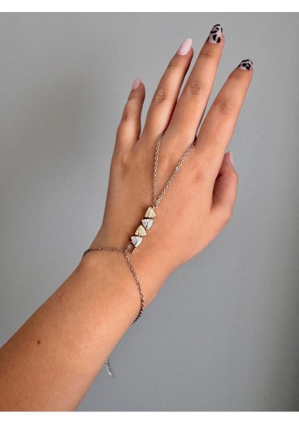 Çift Renk Üçgen Zirkon Taşlı Şahmeran