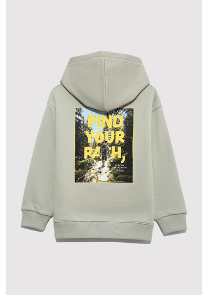 Pamuklu Loose Fit Sırt Baskılı Kapüşonlu Sweat Erkek Çocuk Sweat 6S10149 fiyatları