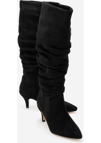 Kadın Körüklü Çizme Siyah Süet