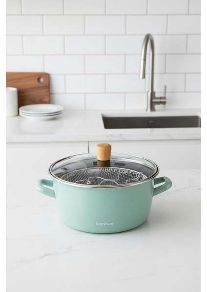 Nostalji - Kızartma Tenceresi Açık Yeşil 22 cm