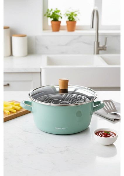 Nostalji - Kızartma Tenceresi Açık Yeşil 22 cm fiyatları