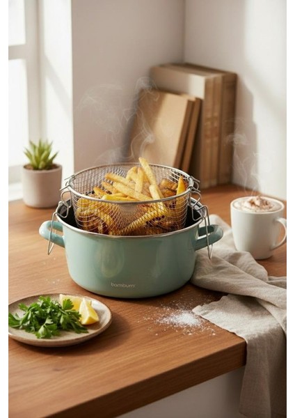 Nostalji - Kızartma Tenceresi Açık Yeşil 22 cm fırsatları