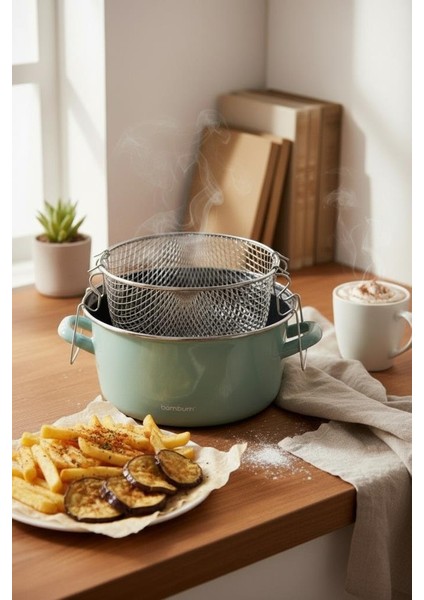 Nostalji - Kızartma Tenceresi Açık Yeşil 22 cm indirimleri