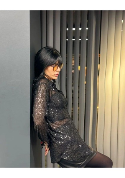 Ithal Kumaş Pul Payet Işlemeli Gömlek modelleri