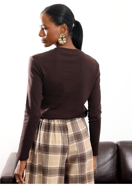 Acı Kahve Uzun Kollu Basic Tişört 1103