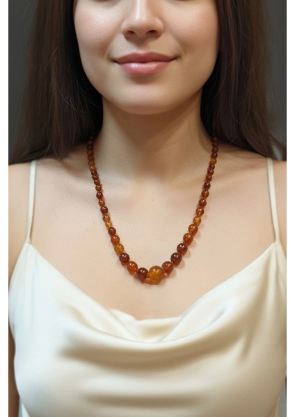 Karnelyan Akik Kolye - El Işi Süzme Tasarım 413-5