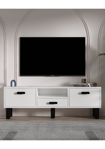 1327DROPCT-32 Tv Sehpası Beyaz-Siyah