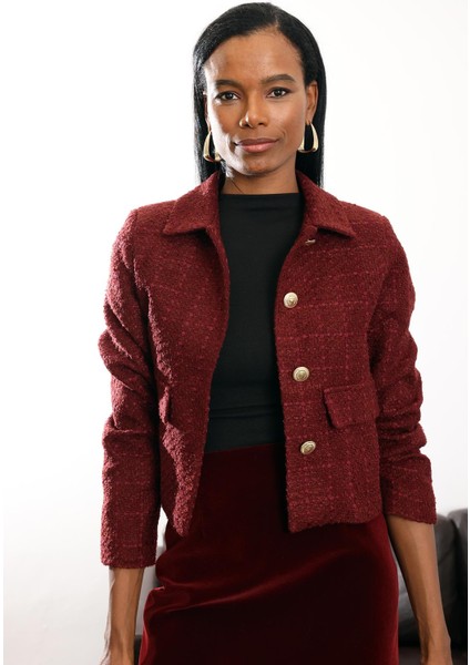 Bordo Gold Düğmeli Tüvit Ceket 02014 fırsatları