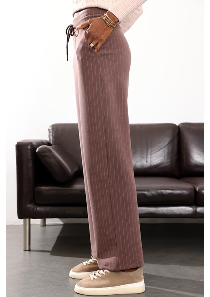 Kahverengi Çizgili Modal Pantolon indirimleri