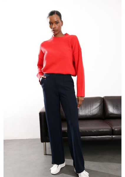 Lacivert Önü Çimalı Palazzo Pantolon 257032