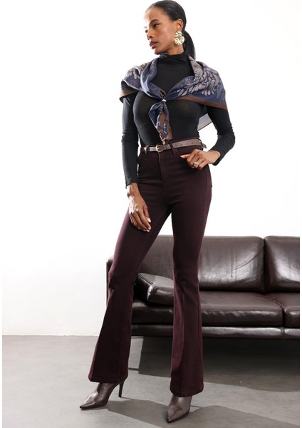 Mürdüm Full Likra Toparlayan Flare Jean 7578