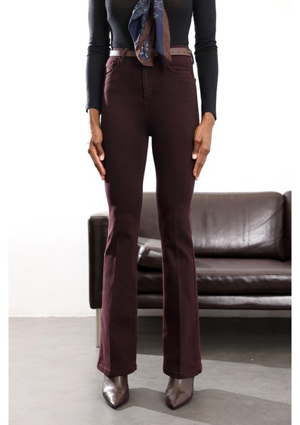 Mürdüm Full Likra Toparlayan Flare Jean 7578 fırsatları