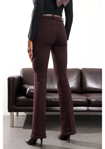 Mürdüm Full Likra Toparlayan Flare Jean 7578